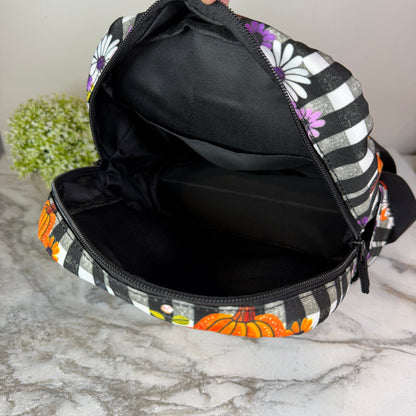 Mini Backpack - Halloween - Plaid Pumpkin Floral - PREORDER