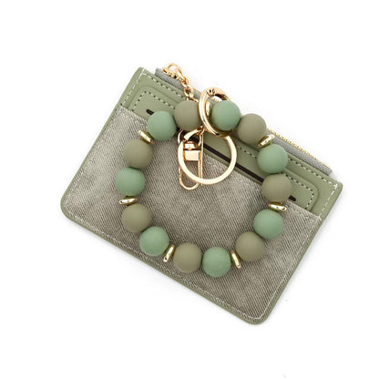 Denim Suede Bracelet Keychain & Card Holder - PREORDER 7/19-7/22