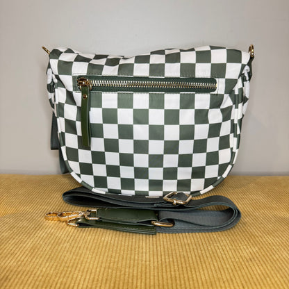 Roni - Checkered - Nylon Crossbody - Dark Green