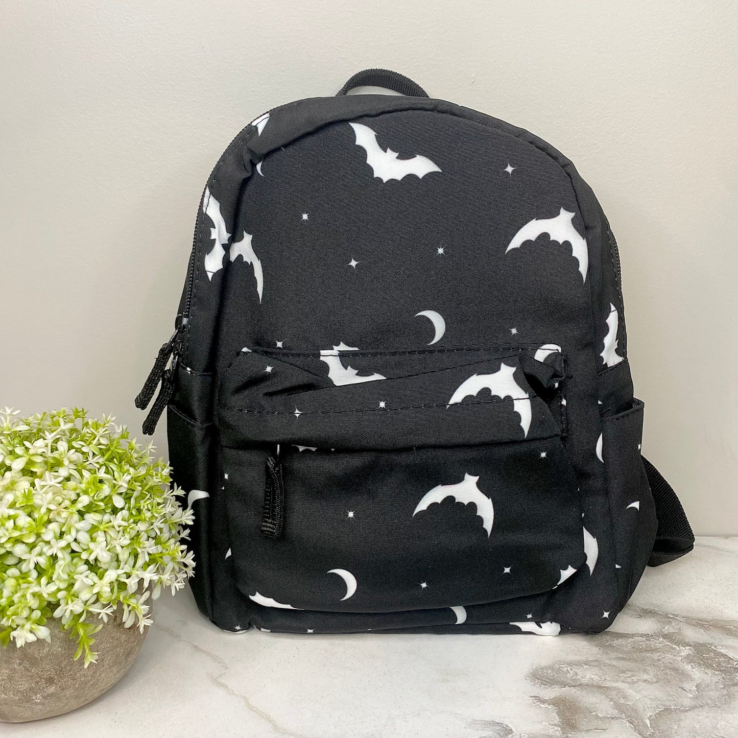 Mini Backpack - Black & White Bats