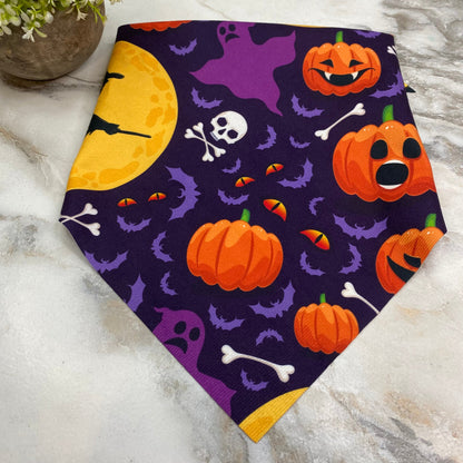 Dog Bandana - Halloween - Purple Bat Cat Eyes MNC