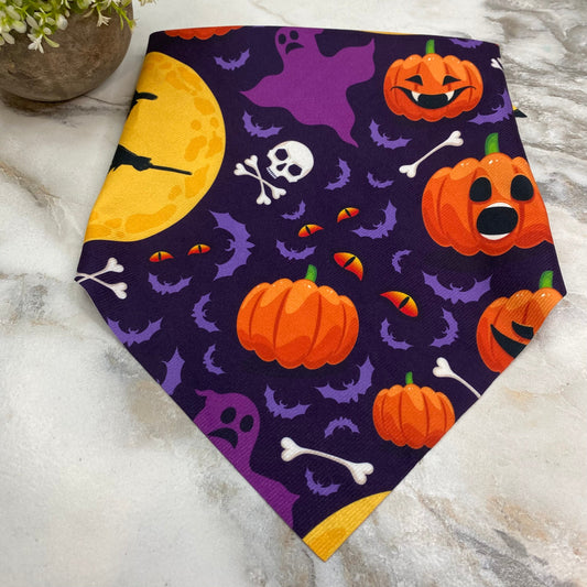 Dog Bandana - Halloween - Purple Bat Cat Eyes MNC