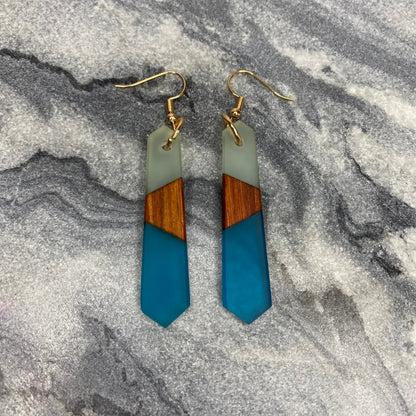 Dangle Earring - Wood & Sea Glass