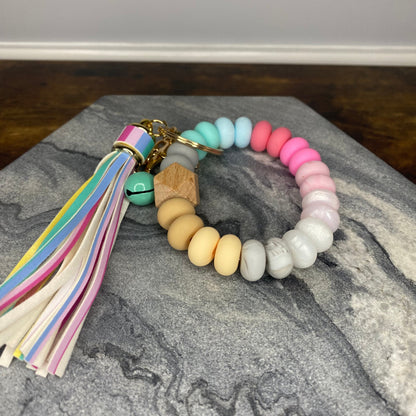 Silicone Bracelet Keychain -  Rainbow MNC