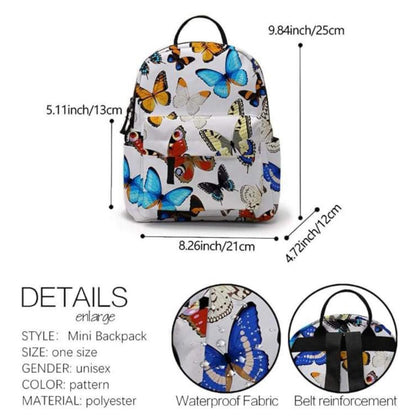 Mini Backpack - Butterfly on White MNC