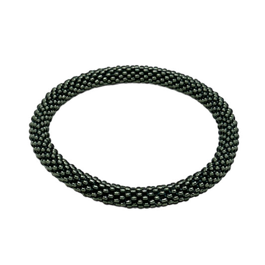 Glass Beads 44 Steel Serenity Bracelet - Extended 8" MN
