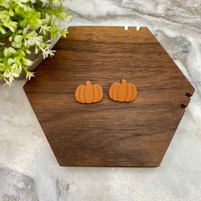 Acrylic Stud Earrings - Halloween - Brown Pumpkin