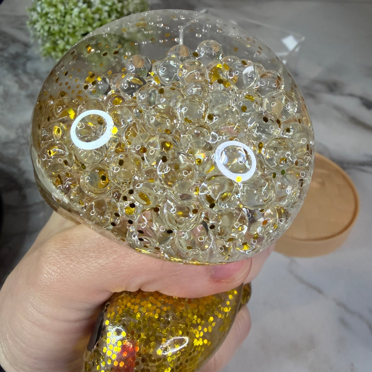 Squishy Toy - Viral Dumpling, Gold Glitter