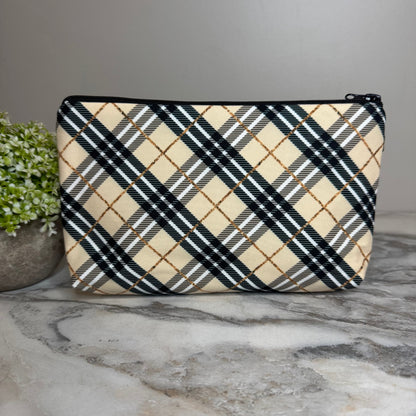 Pouch - Plaid Tan & Gold