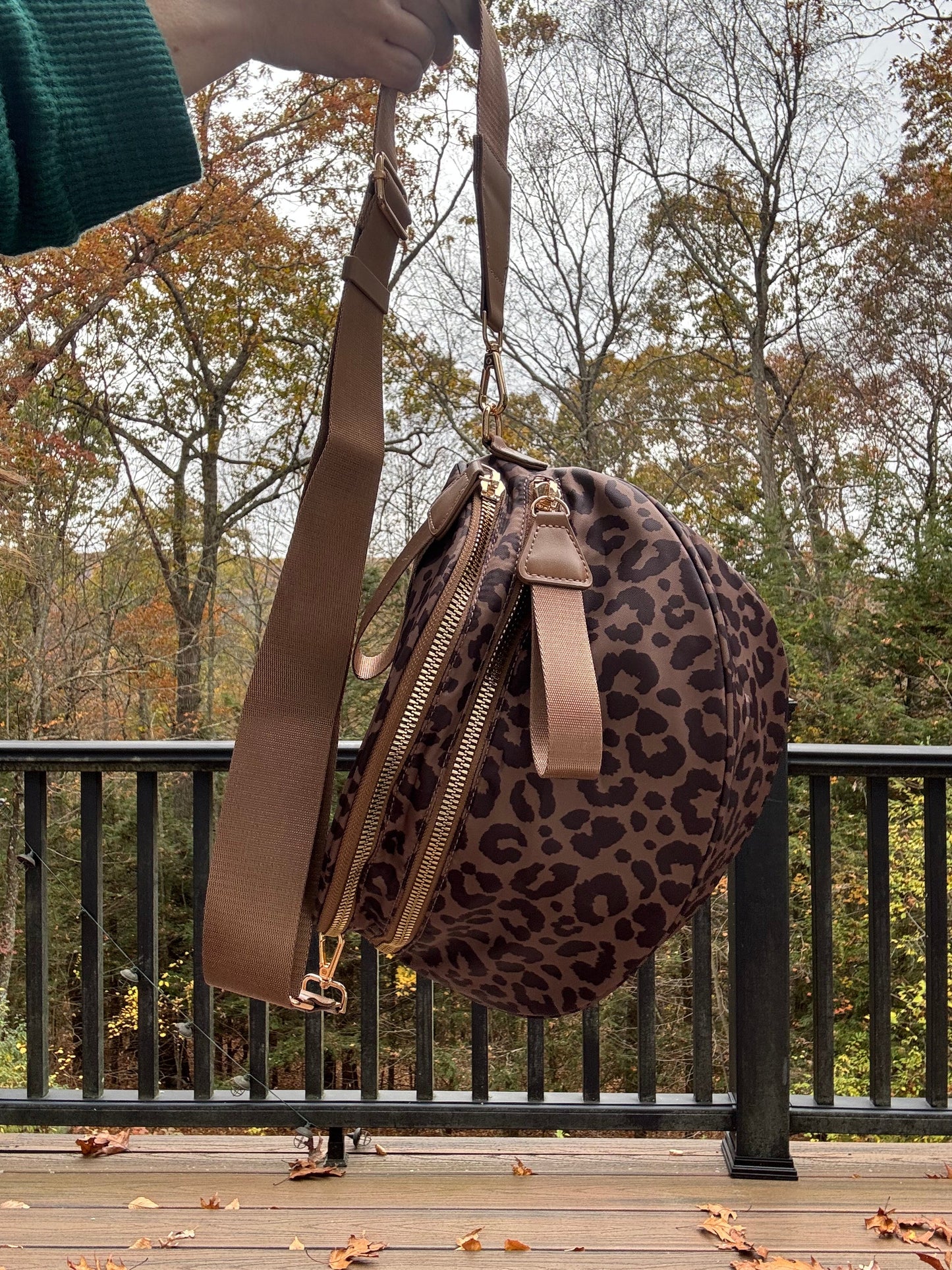 The Roni Nylon Crossbody - Animal Print Chocolate