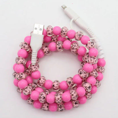 Charging Cord - Beaded - Clear Design
