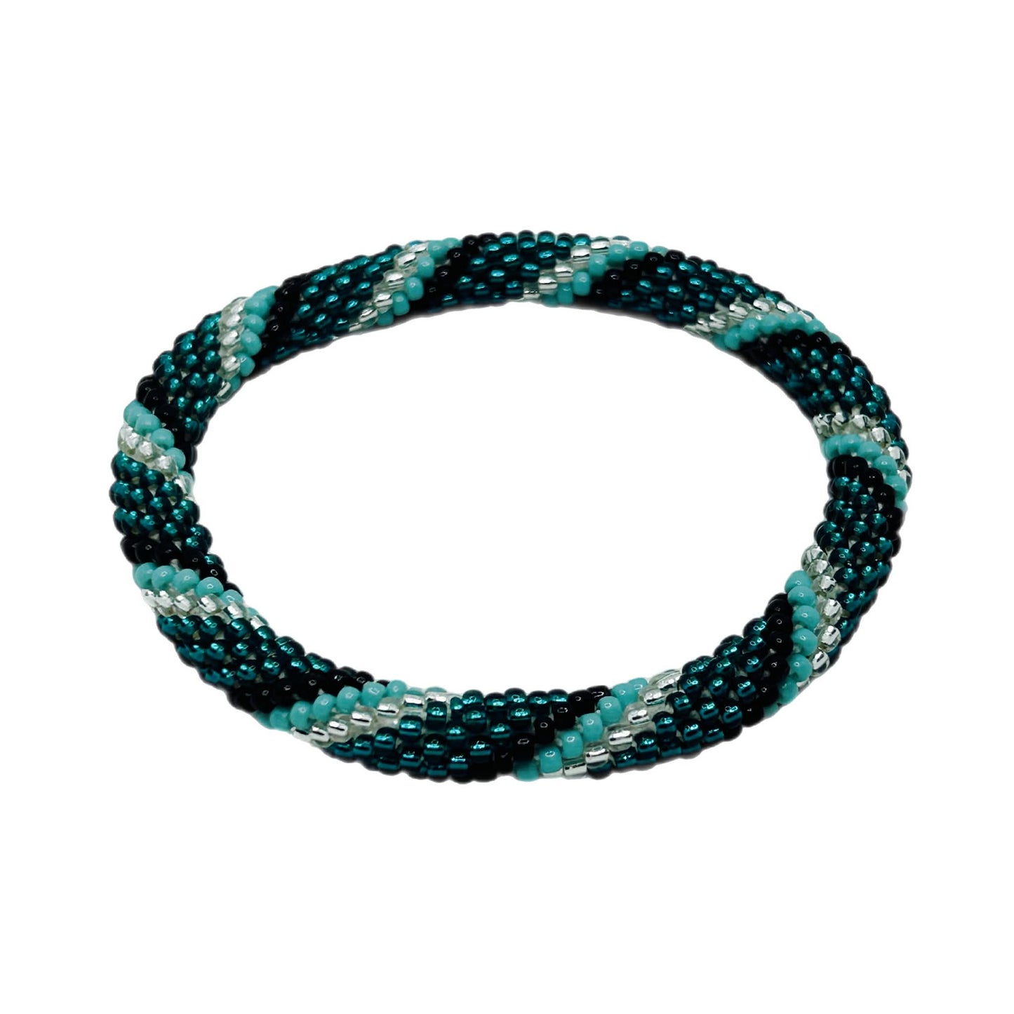 Glass Beads 51 Aqua Nightfall Bracelet 7 inch MN