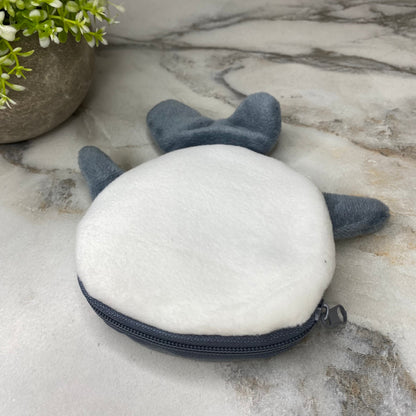 Coin Pouch - Velour Whale - Grey