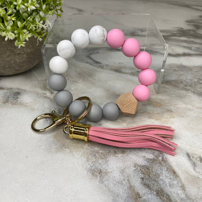 Silicone Bracelet Keychain - Pink