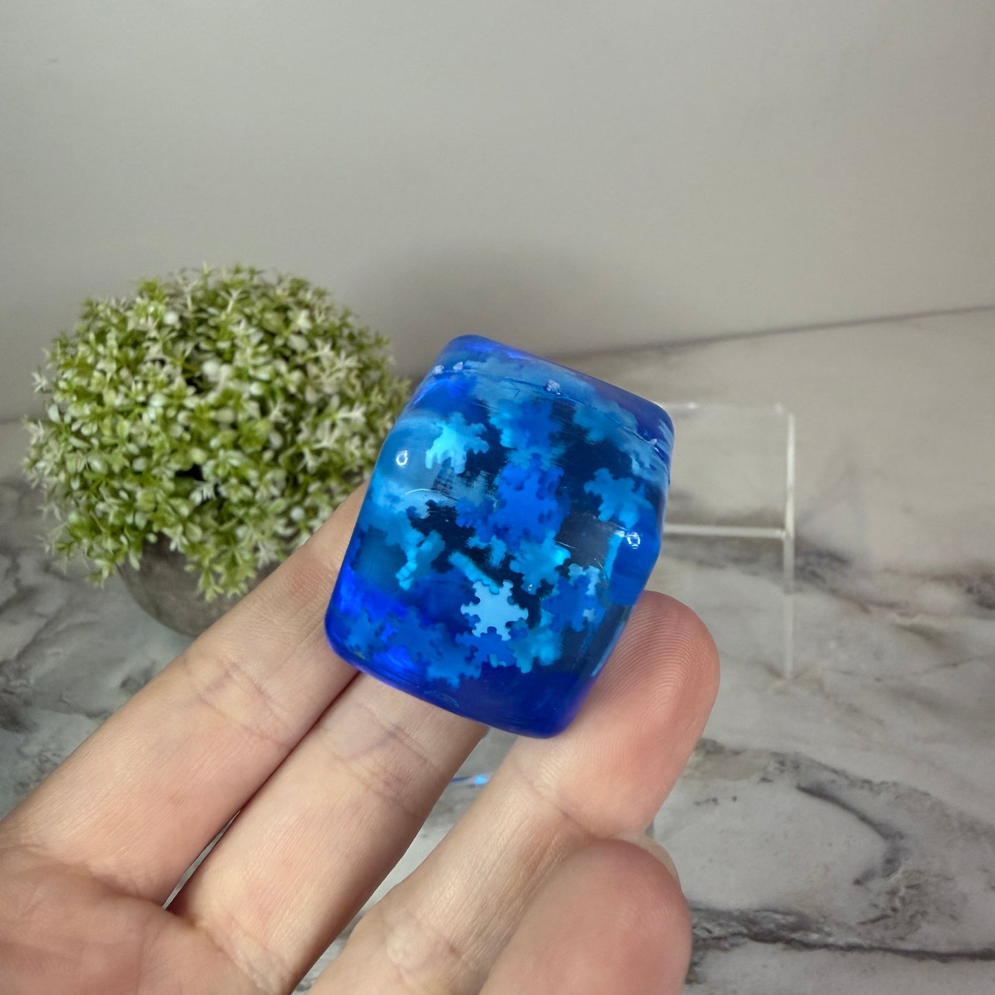 Ice Cube Squishy Toy - Blue Snowflake