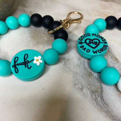 Silicone Bracelet Keychain - Mom Adult - Teal