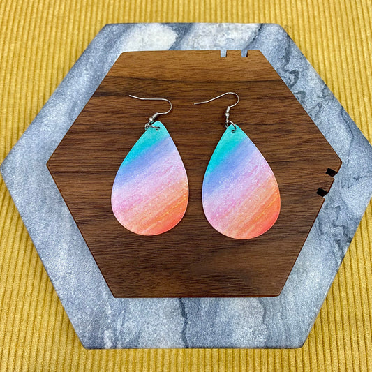 Dangle Earring - Acrylic - Blue Pink Orange