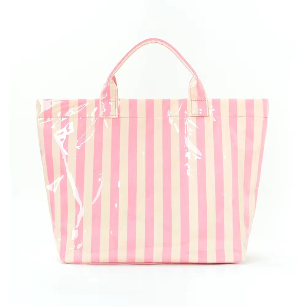 The April Vinyl Tote Bag - Stripes