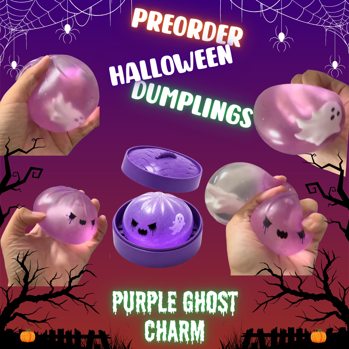 Squishy Toy - Halloween Dumpling, Ghost Charm