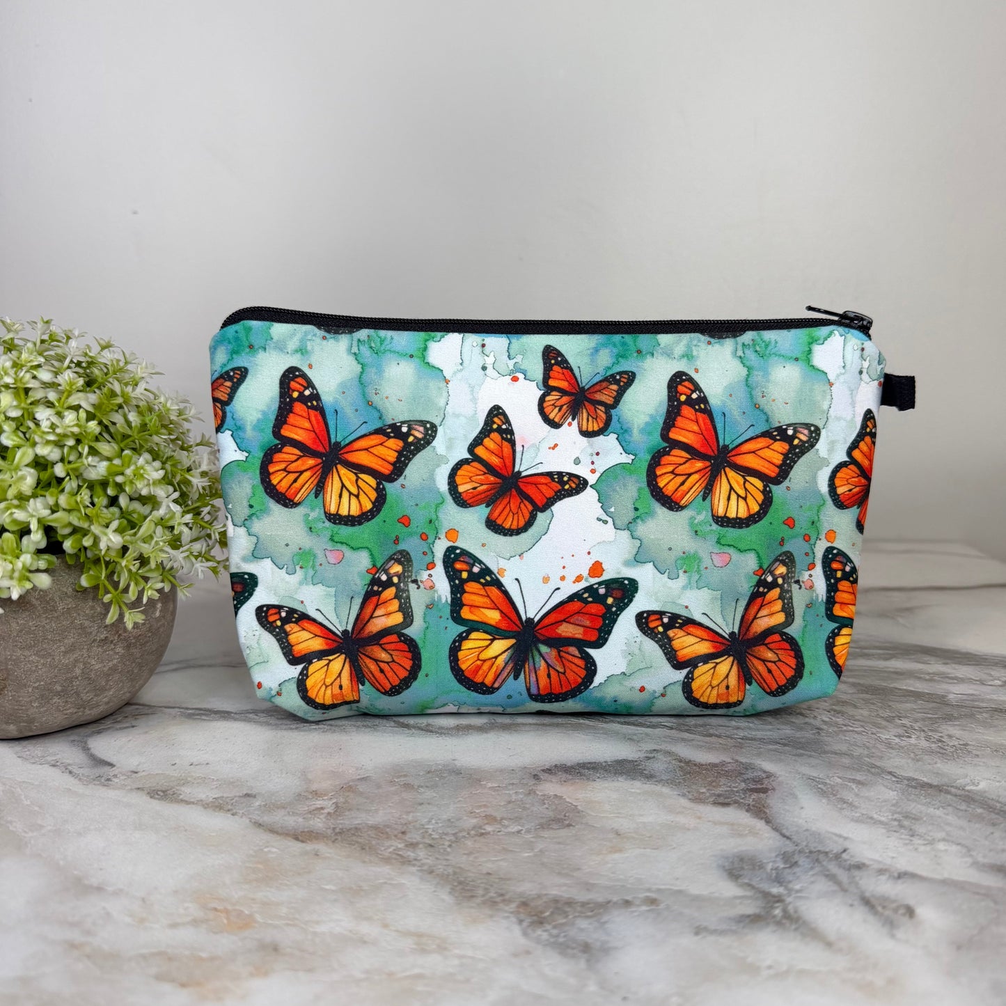 Pouch - Butterfly Orange Blue Watercolor