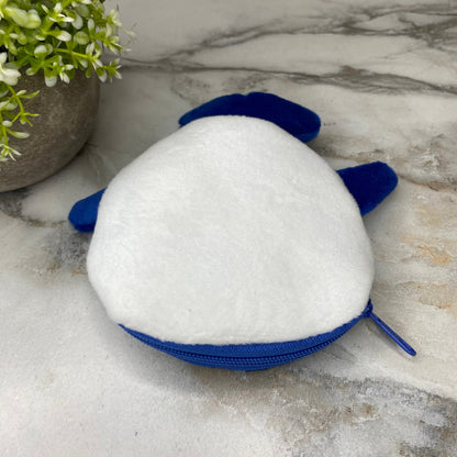 Coin Pouch - Velour Whale - Dark Blue