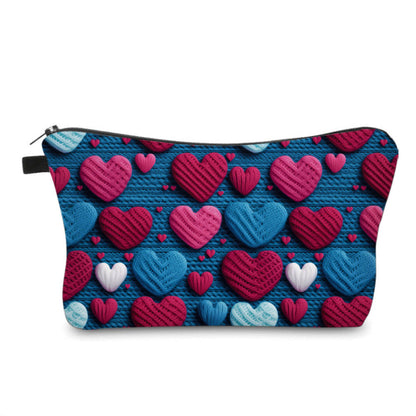 Pouch - Valentine’s Day - Navy Knit Crochet Heart