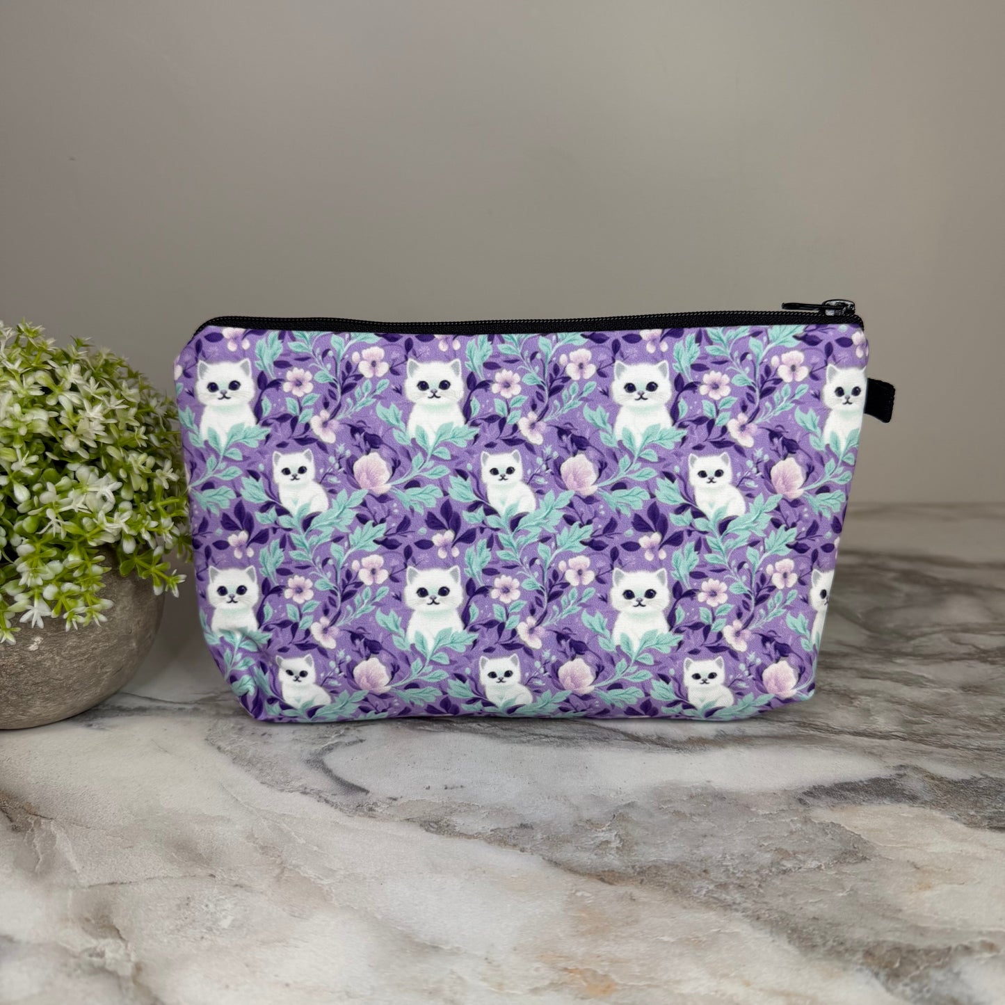Pouch - Cats Purple Turquoise MN