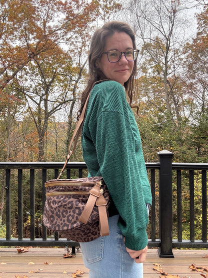 The Roni Nylon Crossbody - Animal Print Chocolate