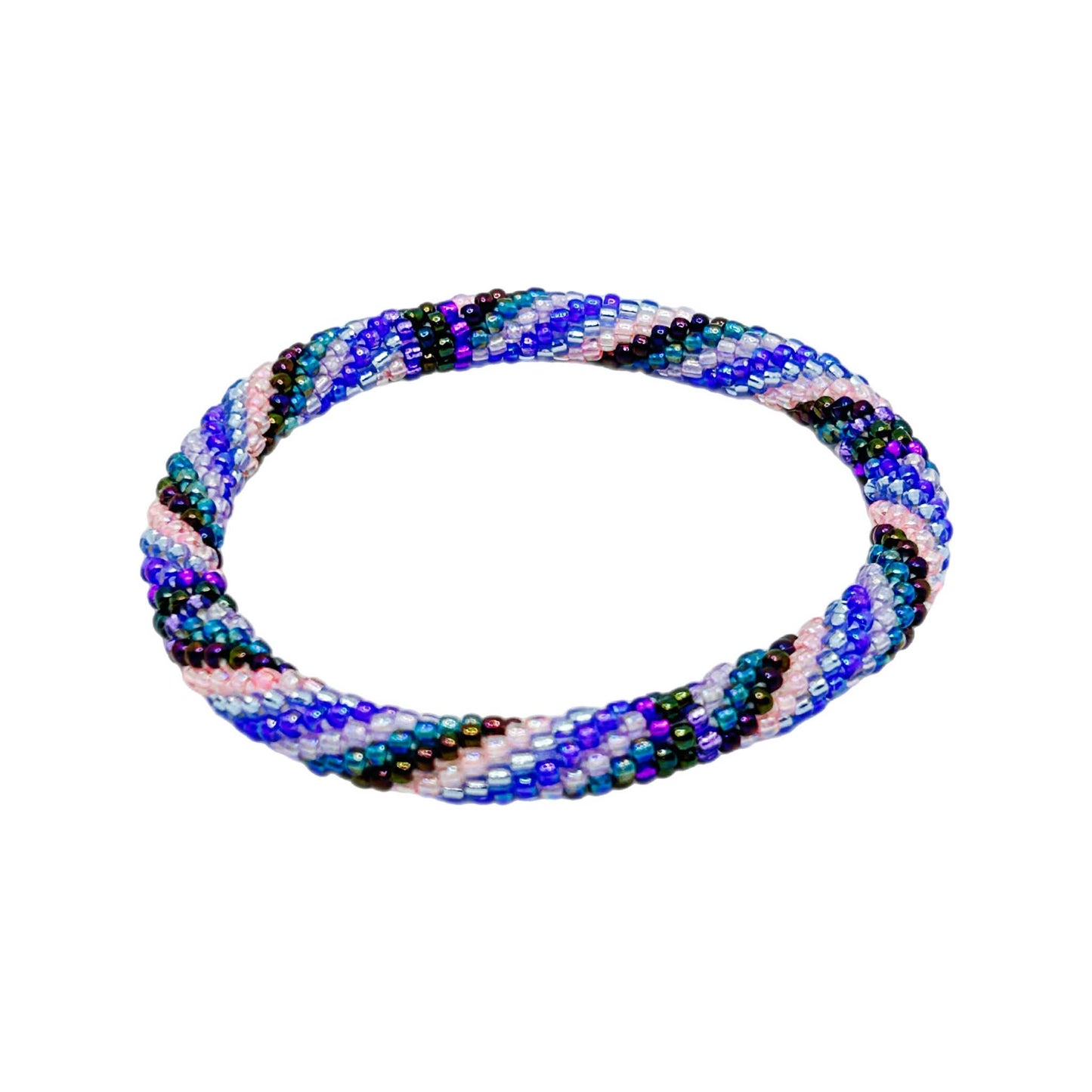 Glass Beads 66 Purple & Blue Swril Bracelet MN