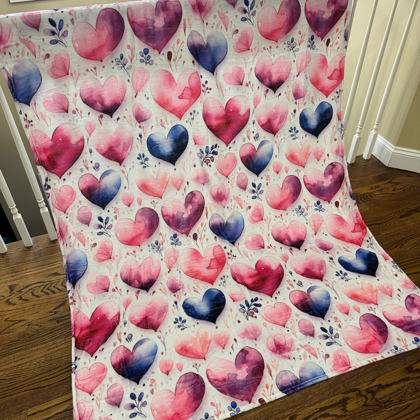 Blanket - Valentine’s Day - Watercolor Hearts