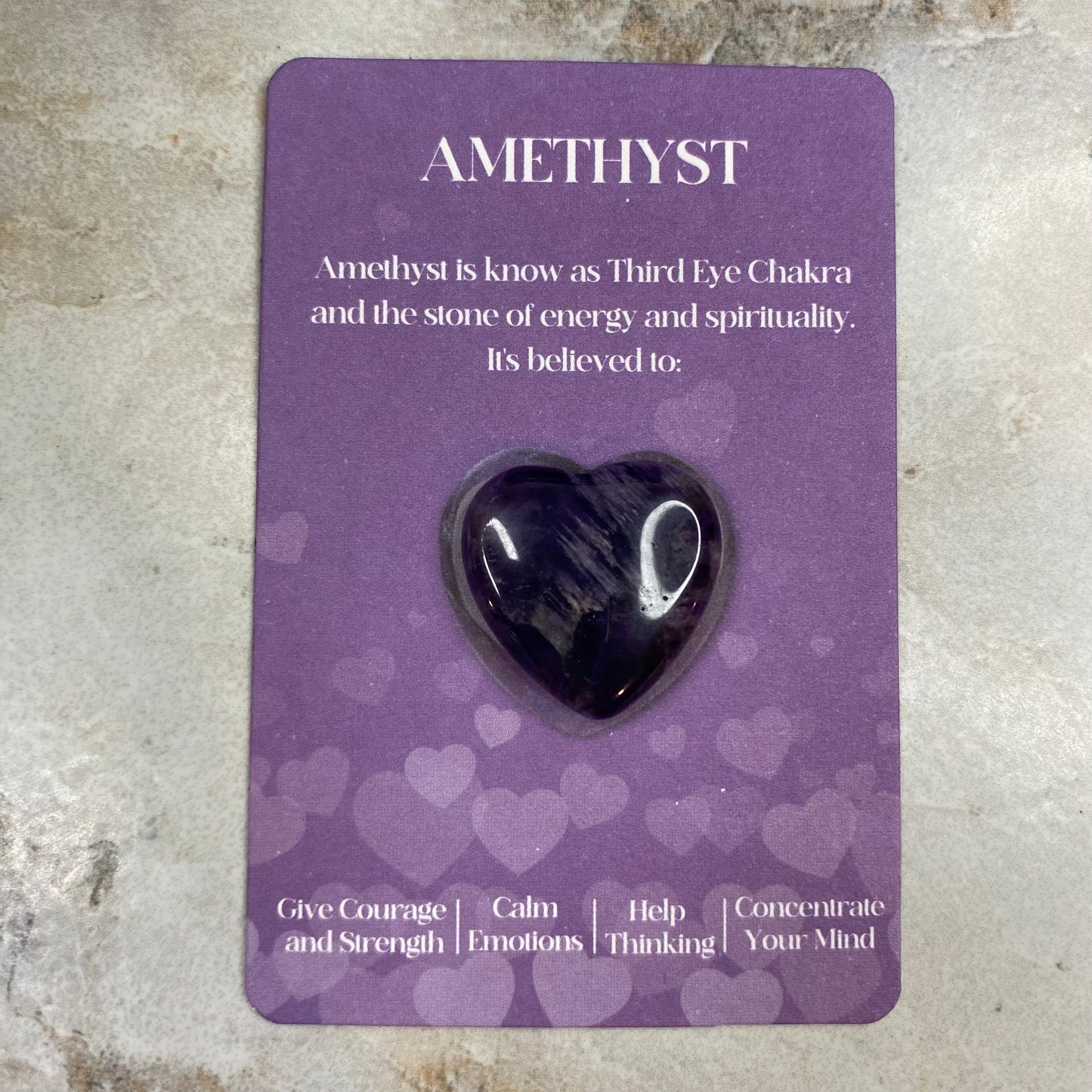 Heart Stone & Description Card - Amethyst MN