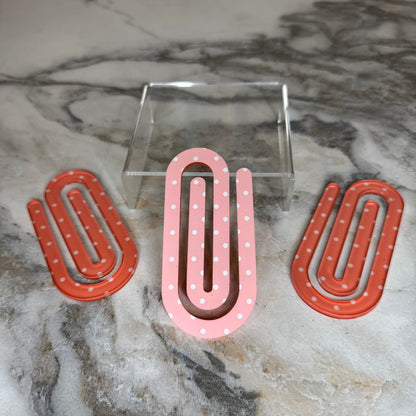 Jumbo Paperclip - Coral Polka Dot