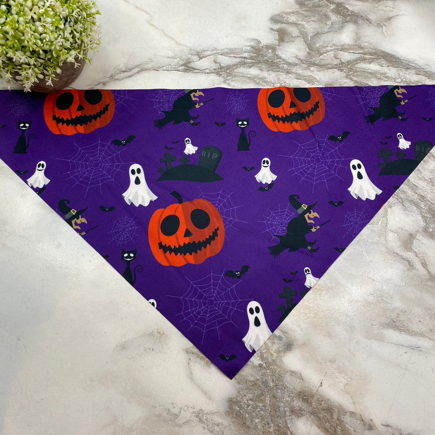 Dog Bandana - Halloween - Witch Grave Ghost Web