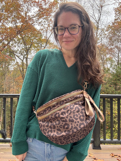 The Roni Nylon Crossbody - Animal Print Chocolate