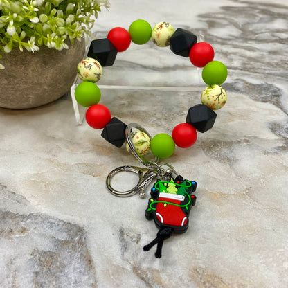 Silicone Bracelet Keychain - Christmas Winter - Green Red Black Stocking MNC