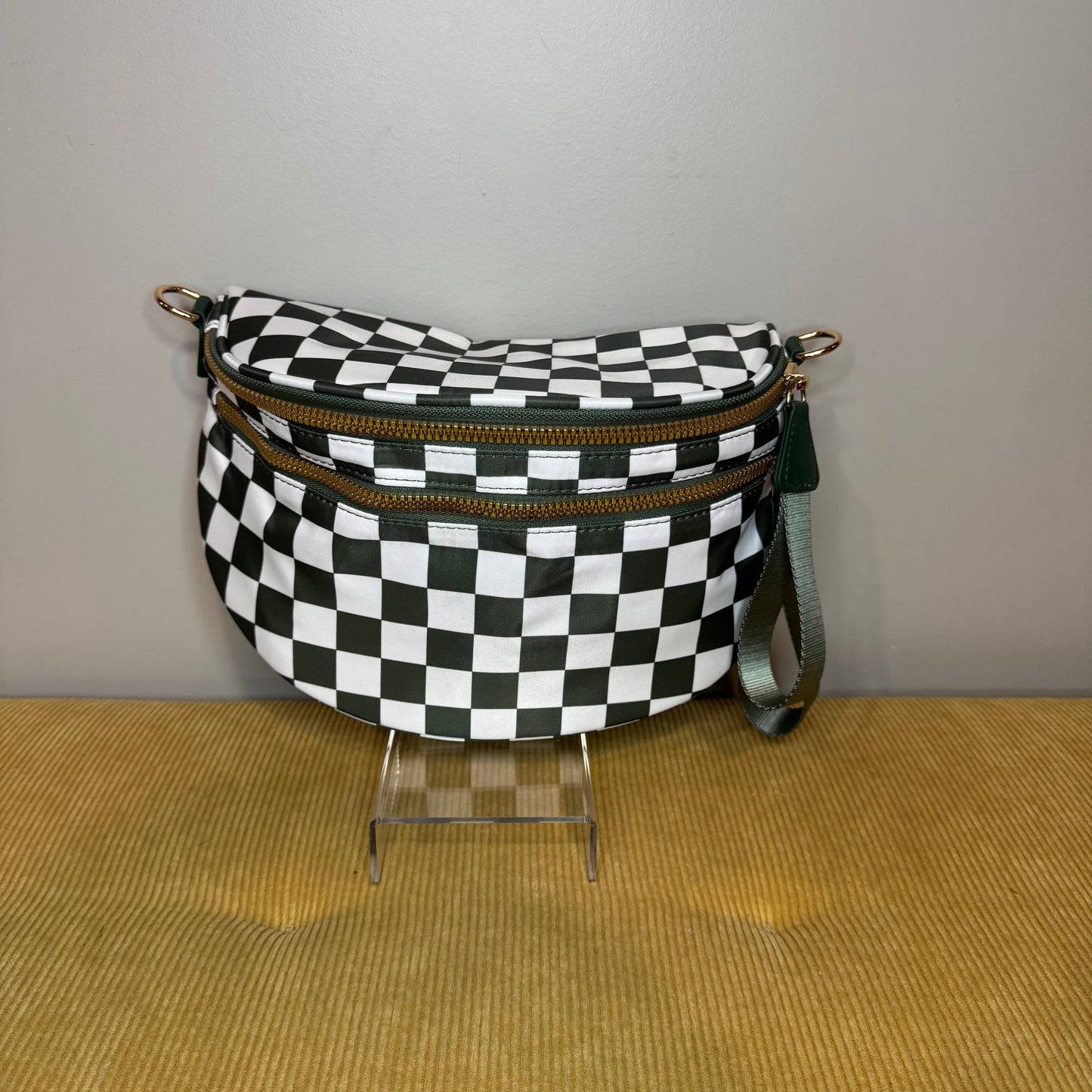 Roni - Checkered - Nylon Crossbody - Dark Green