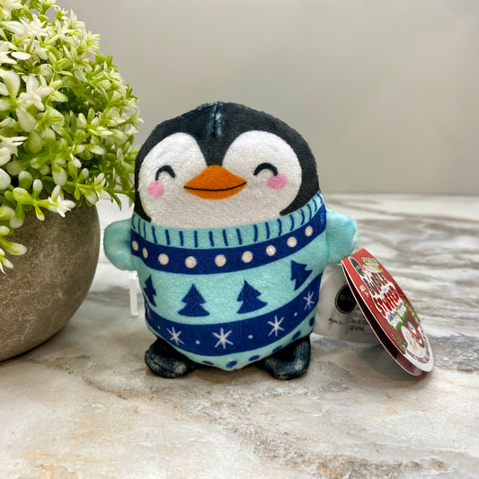 Bubble Stuffed Squishy Friends Toy - Holiday Holly Jolly - Penguin