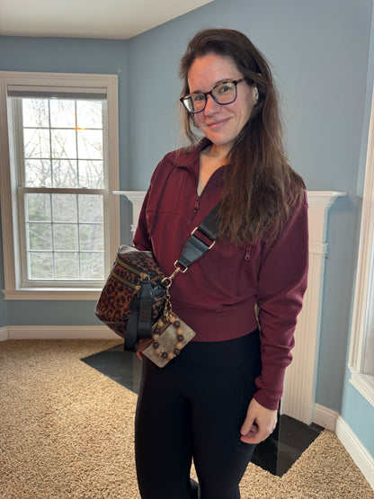 The Roni Nylon Crossbody - Animal Print Black & Caramel