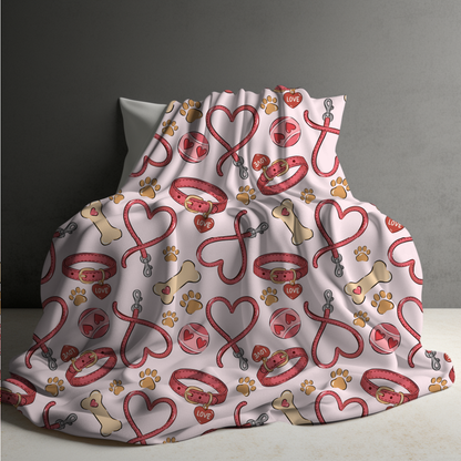 Blanket - Valentine’s Day - Leash Paw Dog Heart