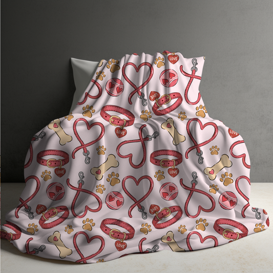 Blanket - Valentine’s Day - Leash Paw Dog Heart