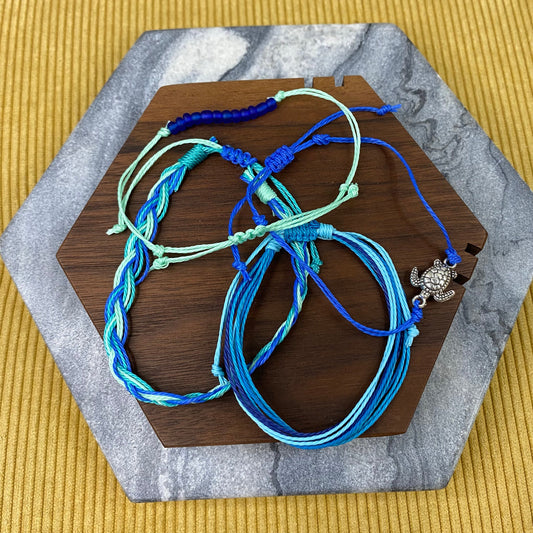 Bracelet Pack - Adjustable String Blue Aqua Pack 1