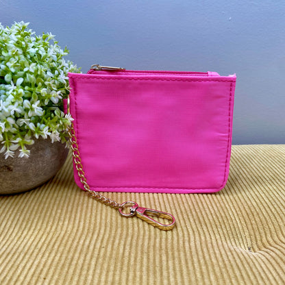 Card Holder Wallet + Keychain - Nylon - Hot Pink