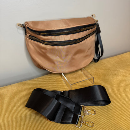 The Roni Nylon Crossbody - Peach + Black - PREORDER