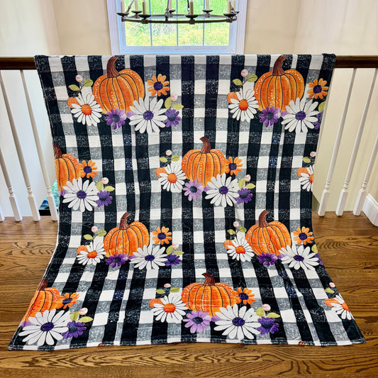 Blanket Halloween #37 - Plaid Pumpkin Floral - PREORDER ends 7/25