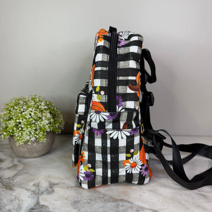Mini Backpack - Halloween - Plaid Pumpkin Floral - PREORDER