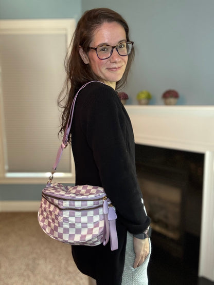 Roni - Checkered - Nylon Crossbody - Light Purple