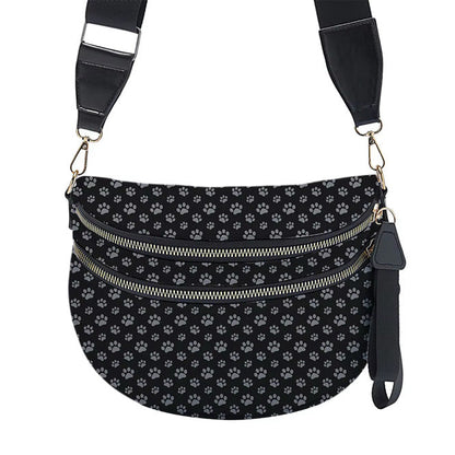 Roni - Nylon Crossbody - Black & Grey Paw - PREORDER