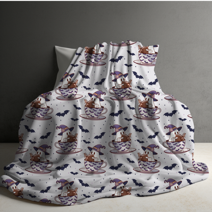 Blanket - Halloween - Reading Book Ghost Teacup - PREORDER 7/29-8/1