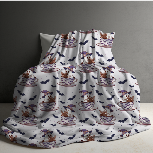 Blanket - Halloween - Reading Book Ghost Teacup - PREORDER 7/29-8/1