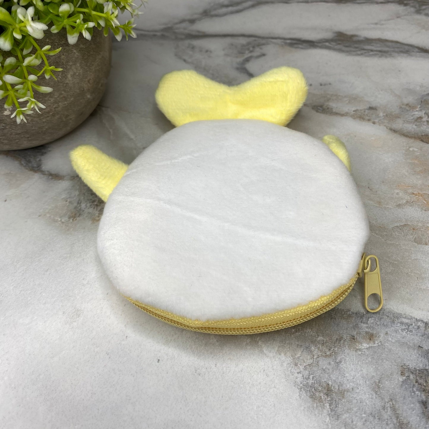Coin Pouch Keychain - Velour Whale - Yellow